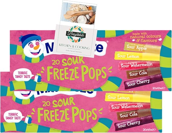 Ice Lolly Bundle with Mr Freeze Sour Freeze Pops (20 x 45ml) 2 Pack + Brightdale Kitchen Booklet