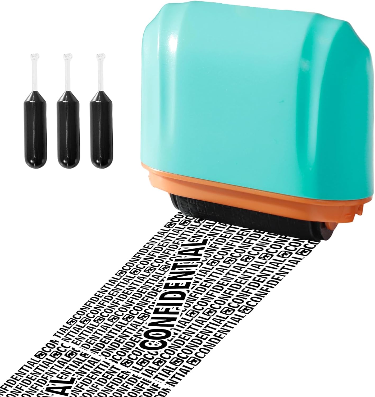 Data Defender Roller Stamp, Address Blocker with 3-Pack Refills Ink, Identity Theft Protection Roller Stamp for Anti Theft and Privacy Safety, Tiffany Blue