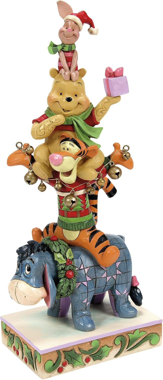 Disney Traditions Collection Stacked Figurine by Enesco Jim Shore Winnie The Pooh and Friends - Stone Resin Hand Painted Hand Painted Collection Christmas Disney Figures Home Decoration Statue, 22.75