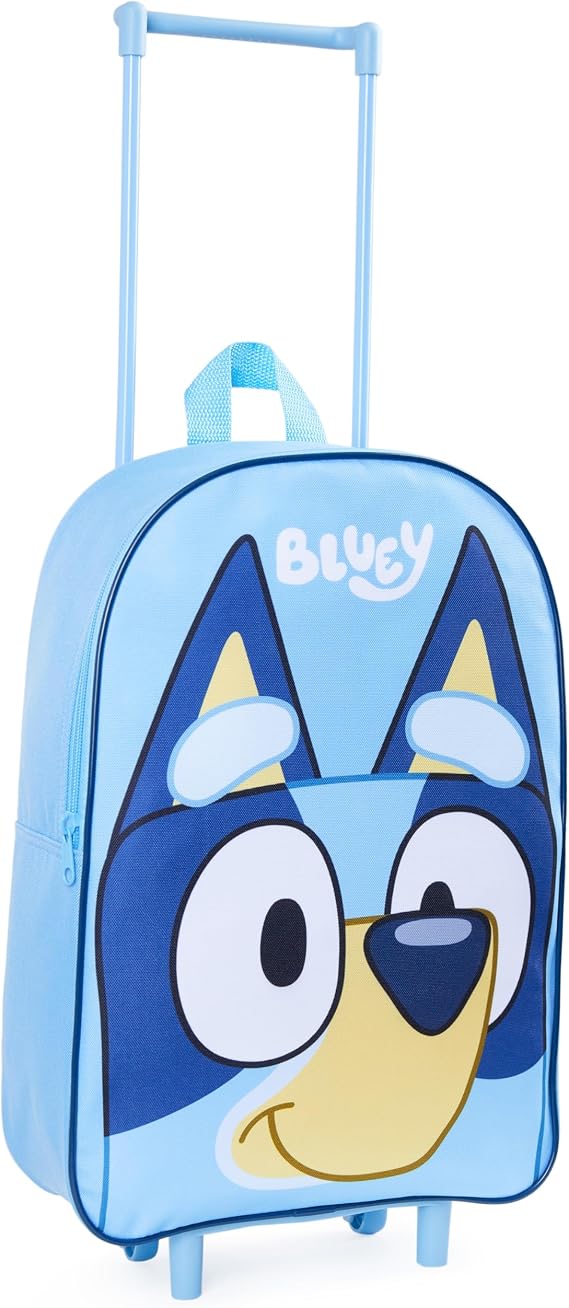 Bluey Kids Rolling Suitcase, 16 x 13 x 4 inches, Luggage for Girls and Boys, Travel Bag with Extendable Handle and Wheels, Gifts for Kids