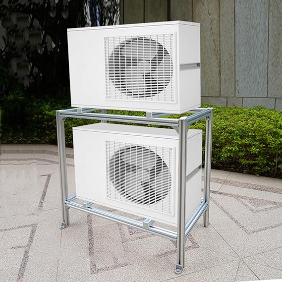 Air Conditioner Support Bracket Double Layer Floor Stand, Heavy Duty Condenser Stand Ground Mounting Bracket for Mini Split Conditioner Outdoor Units, Universal AC Bracket Shock Absorption Heat Pump