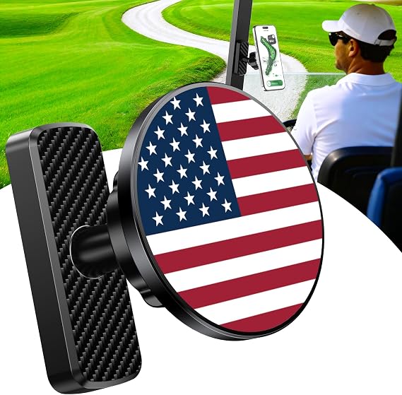 Magnetic Golf Cart Phone Holder, Golf Accessories Gifts for Men Dad Husband Unique, 360 Rotation US Flag Phone Mount for Golf Cart, Birthday Golf Gifts for Men Him Boyfriend, 2026 Golfers Must Haves