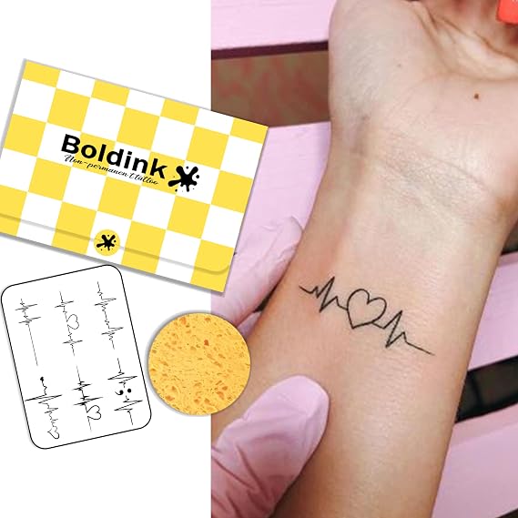 Electrocardiogram Semi Permanent Tattoos for Adults Realistic Fake Tattoo
