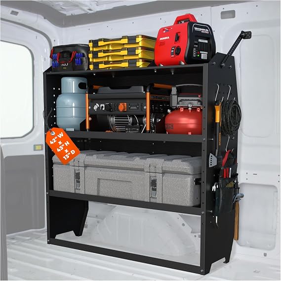 MELIPRON 43"H Steel Cargo Van Shelving for Compact Vans, Van Storage System