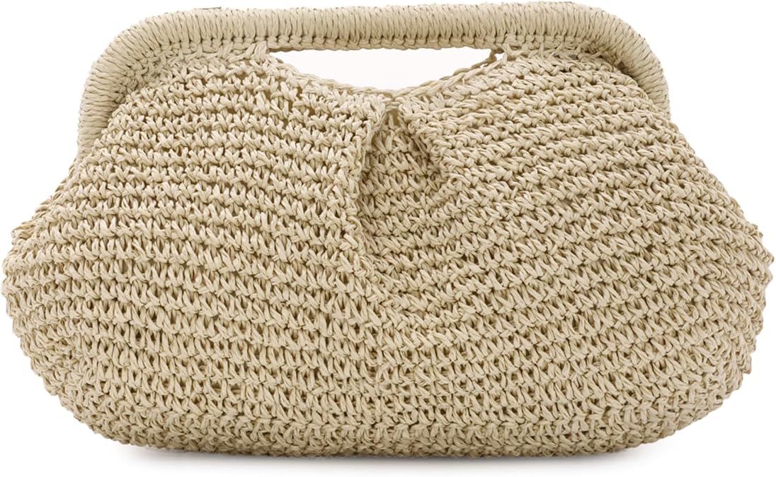 GOKTOW Straw Clutch Purses for Women Woven Dumpling Bag Summer Beach Top Hanlde Handbags for Beach Vacation