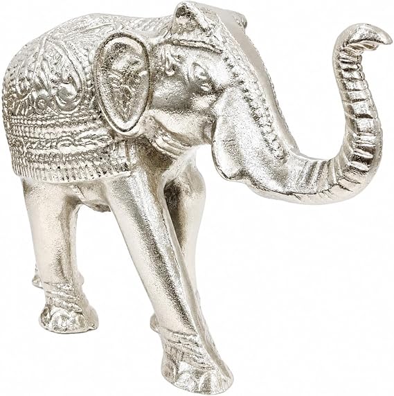 Nautical Replica Hub Chrome Sculpture, Home Office Decorative Items, Sculpture | Animal Statue for Desk Showpiece | Home Office Decorations Statue (Silver Elephent(13.5x5.75x10.5))