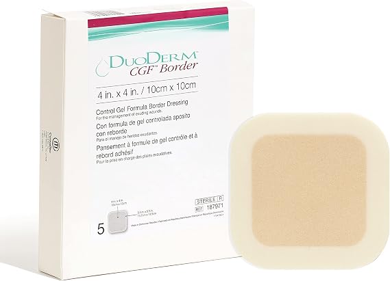 DuoDERM CGF Border 4"x4" Hydrocolloid Bandage, Sterile, 5 Ct