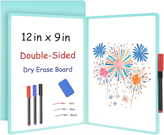Small White Board Dry Erase, 12'' x 9'' Portable Whiteboard Notebook Blue