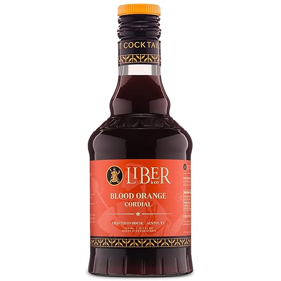 Liber & Co. Blood Orange Syrup - Craft Cocktail Mixer Made with California Moro Blood Oranges & Cold-Pressed Essential Oil - Perfect for Margaritas, Spritzes & Mocktails - Makes 25 Drinks (12.7 oz)