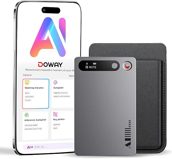 AI Voice Recorder with Transcription & Summary, 64GB Digital Voice Recorder with App Control, AI Note Taking Device for Meetings, Lectures, Calls & Interviews, Smart Recording Device with AI Chat