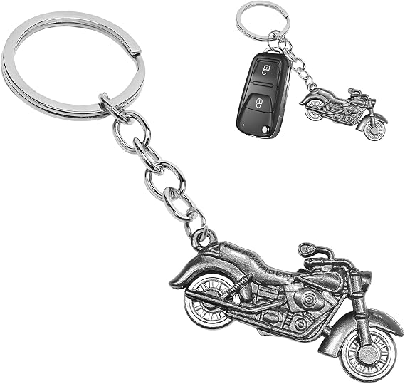 Sun Walker Metal Motorcycle Key Chain, 3D Motorbike Shape Key Fob Holder, Cool Metal Motorcycle Keychain for Women Men (Gray)