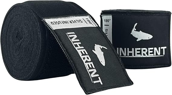 INHERENT Anti-Odor Boxing Hand Wraps, 180" / 4.5 m, Semi-Elastic, Black