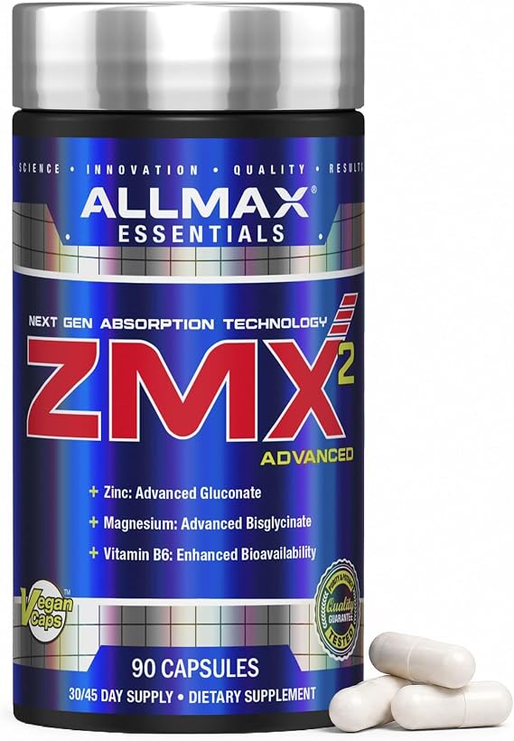 ALLMAX ZMX2 Zinc Magnesium Vitamin B6 Capsules, 90 Count