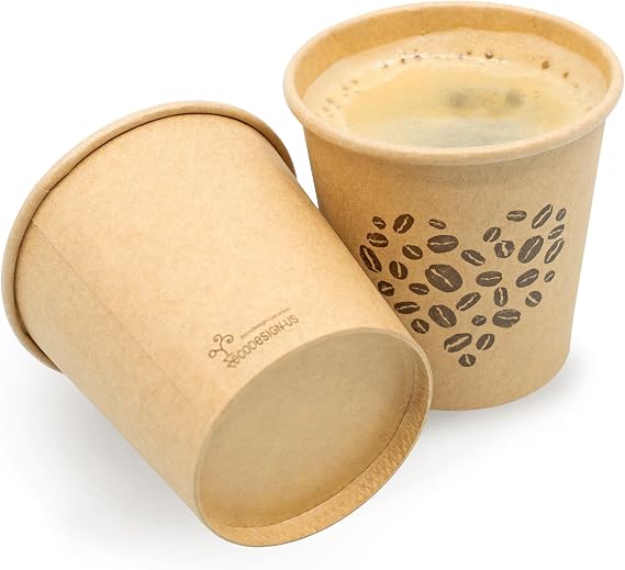 200 Pack Disposable Espresso Cups - 4 oz Kraft Unbleached Paper Compostable Hot Cups for Home or Party | for Home Office Coffee Break or Party