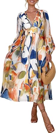 Maxigerui Women's Long Sleeve Floral Maxi Dress 2026 Spring Summer Wedding Guest Dress