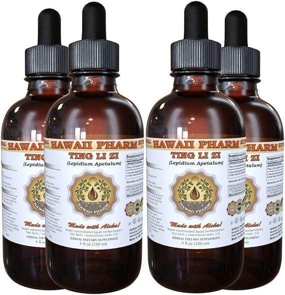 Ting Li Zi Tincture, Ting Li Zi, Lepidium (Lepidium Apetalum) Seed Liquid Extract, Herbal Supplement 4x4 fl.oz