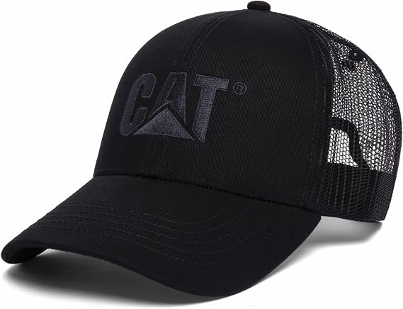Caterpillar Men's Raised Logo Flat Bill Cap Baseball Cap