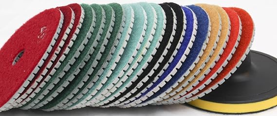 Diamond Polishing Pads 4 Inch Wet Dry 16+1 Pieces Granite Repair Marble Tile concrete counter top polishing Grit 15-10000 terrazzo floor travertine floor router edge