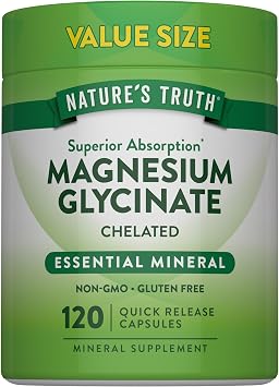 Natures Truth Magnesium Glycinate 200mg | 120 Capsules | High Absorption Chelated Magnesium | Non-GMO & Gluten Free Mineral Supplement