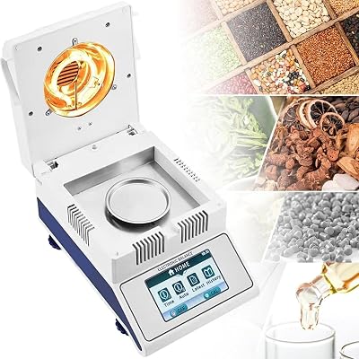 Moisture Meter,Digital Laboratory Moisture Tester,Fast Moisture Meter with Digital Touch Screen,Efficient Halogen Lamp Heating50g0.005g