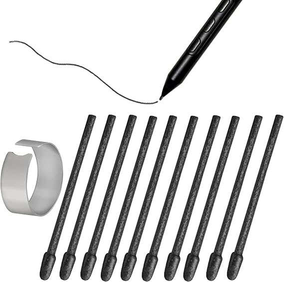 10 Pcs Felt Tips Nibs for 2025 Tablet Intuos Pro M/S/L & Cintiq 16/2424 Touch & DTH135/172 & MovinkPad 11"/13,3", Black