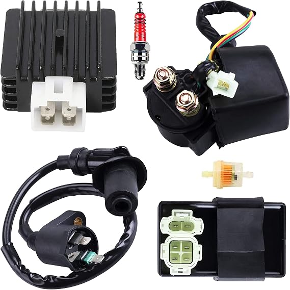 AC CDI Box Solenoid +Gy6 Ignition Coil +Relay +Voltage Regulator +Spark Plug Replacement for Tomberlin Crossfire 150R Spiderbox 150cc Go karts Parts GY6 150cc Engine Scooter