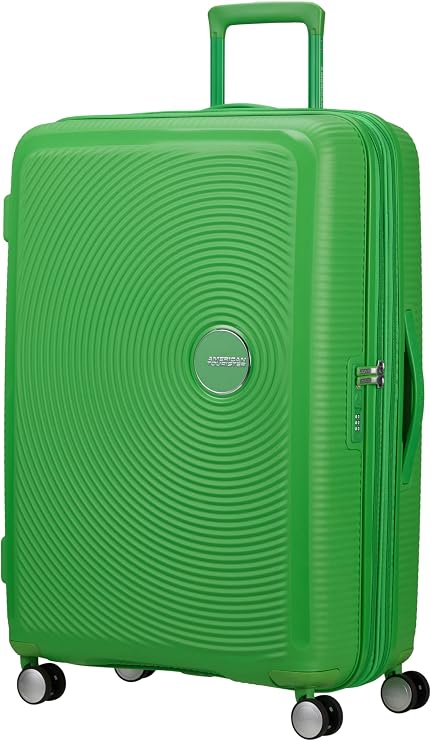 American Tourister Soundbox - Hard Shell Suitcase Large, 77 cm - Trolley Suitcase with 4 Wheels, TSA Lock, Expandable & Light, 97/110L, Green (Grass Green)