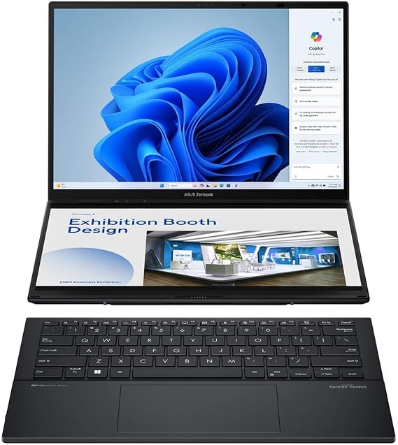 ASUS Zenbook Duo Dual 14" OLED 3K 120Hz Touchscreen Laptop Intel Core Ultra 7 255H 32GB RAM 1TB SSD Inkwell Gray