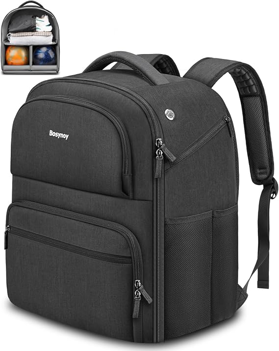 Bosynoy 2 Ball Bowling Backpack, Bowling Bag with Shoe Compartment, Black | Foam-Padded Ball Holders, Shoe Compartment Fits Up to Men'S Size 16, Accessory Pockets Keep Gear Organized and Protected