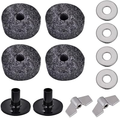 Drum Cymbal Set, Premium Felt Washers and Wing Nuts Included, Drum Hardware Accessories, for Home Studio Practice Live Performance Drummers Beginners