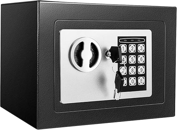 6.6L Digital Steel Safe, Safe Boxes for Home Use, Electronic Security Home Office Money Cash Safety Box With 2 keys, Wall Safes 230mmx170mmx170mm-Black