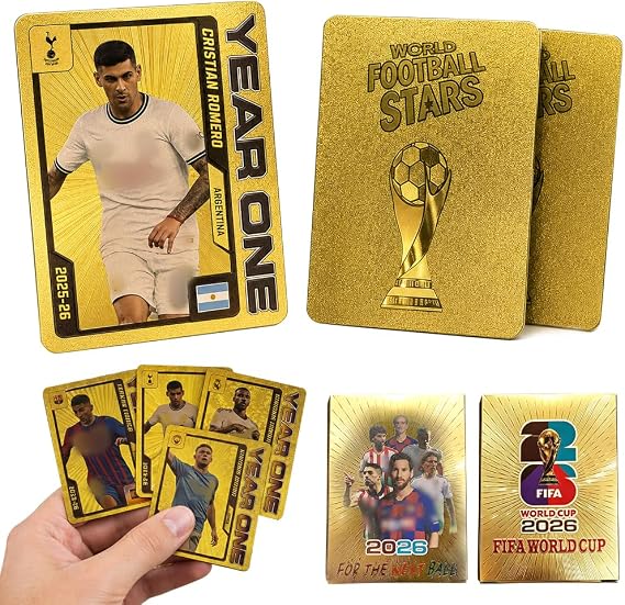 Football Star Cards, 110 Pcs Soccer 2026 World Cup Collectible Cards, Soccer Star Collection Cards, Gold Foil Top Footballs Card for Collector & Fans, Birthday Gift