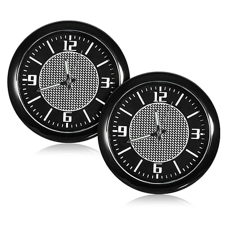 iplusmile 2Pcs Car Clock Stick on Dashboard Steel Mini Digital Clock Waterproof Car Vent Decorative Watch Small Battery Operated Timepiece for Dashboard Auto Accessories
