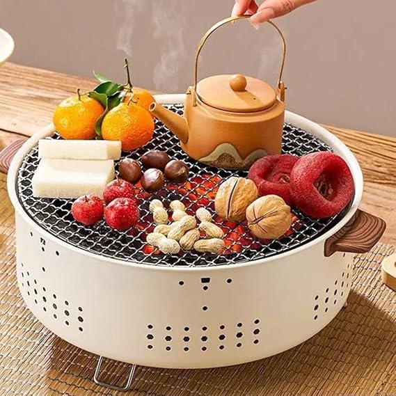 BBQ Grill, Portable Pre-Seasoned Charcoal Grill Stove, Versatile Cooking Methods, Indoor Outdoor Hibachi-Charcoal Grill For Camping Picnic Party(D)