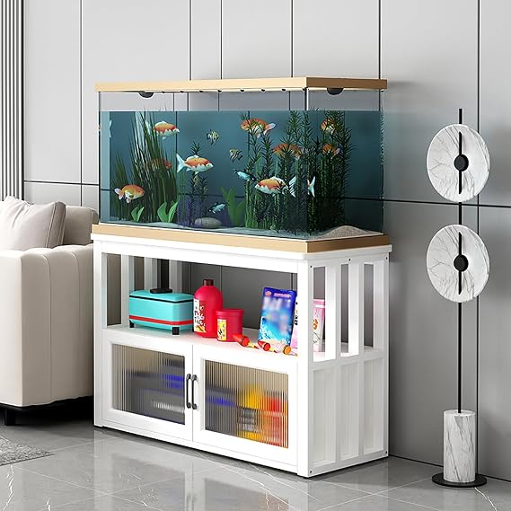 Fish Tank Cabinet, 10-40 Gallon Terrarium Table, Aquarium Stand, Reptile Tank Stand Heavy Duty(White,60x40cm/24x16in)