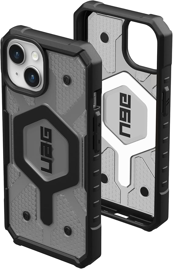URBAN ARMOR GEAR UAG Case Compatible with iPhone 15 Case 6.1" Pathfinder Clear Ash/Black Built-in Magnet Compatible with MagSafe Charging Rugged Transparent Dropproof Protective Cover