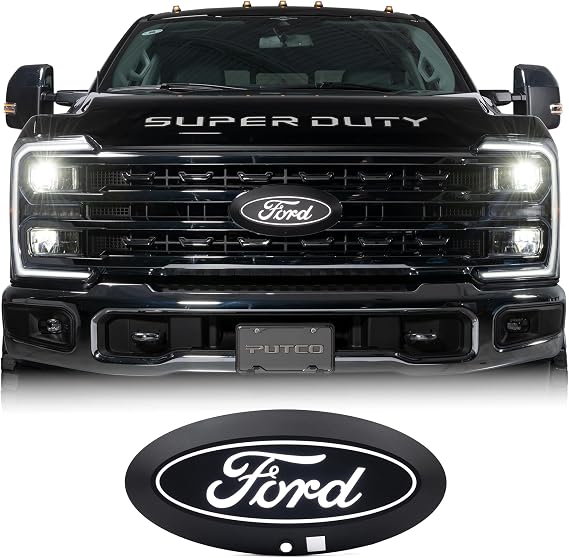 Putco Luminix White Oval LED Emblem - Fits Ford F250, F350 2023-2027 with Camera and Spray Washer