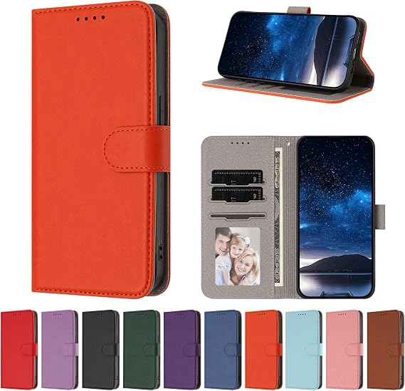 向けの SHARP AQUOS R11 ケース 手帳型 無地 シンプル Aquos SH-51G SH-M35 スマホカバー アクオスR11 スマホケース 手帳型 シャープr11 携帯ケース 財布型 カード収納 アクオスR11 SH-51G 携帯カバー 耐衝撃 アクオス r11 カバー 磁気スイッチ 横置き機能 傷防止 防塵 ユニセックス 保護カバー -オレンジ色