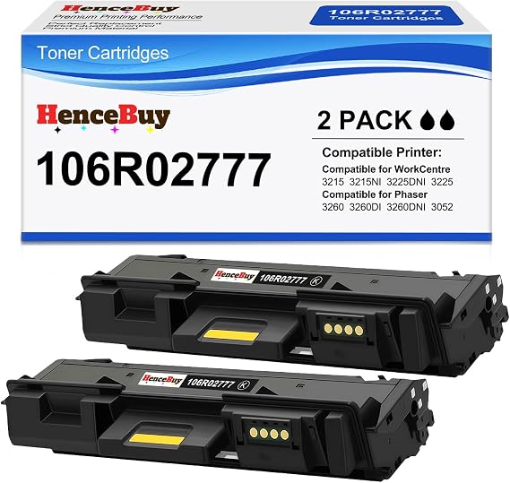 Compatible Toner Cartridge Replacement for Xerox 106R02777 106R02775 Toner Work with WorkCentre 3215 3215NI 3225 3225DNI Phaser 3260 3260DI 3260DNI 3052 Printer (2-Pack, Black)