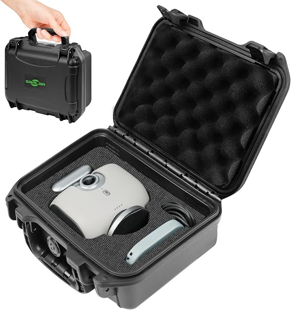 sarlar Portable Carrying Case for XbotGo, Durable PP Plastic with EVA Liner, Waterproof Dustproof, Shockproof Design, Secure Lock & Ventilation System, Includes Mesh Pocket, Ideal for Storage Travel