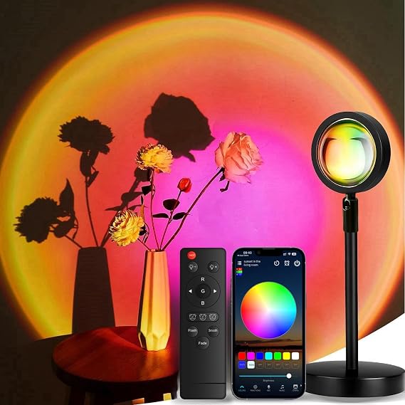 JIMEI Sunset Lamp Projector Led Lights for Bedroom Night Light RGB Lights Sun Sunlight Sunrise Lamp Mood Lighting Home/Room Decor Gifts for Women,Tabletop Multicolor