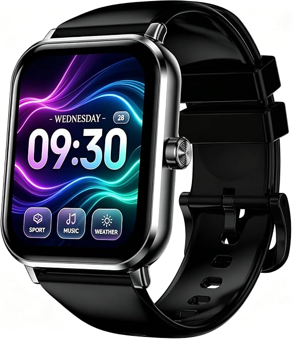 Smart Watch, 14-Day Battery Life,1.83" HD Touchsreen, 130 Sports Modes, Bluetooth Call & Make Call, Health, Fitness & Sleep Tracker, Timer, 5 ATM Water-Resistance, Fitness Watch for Android/iOS, Black
