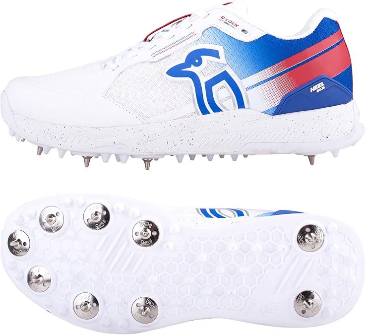 KC 1.0 Spike Cricket Shoe - White/Blue/Red