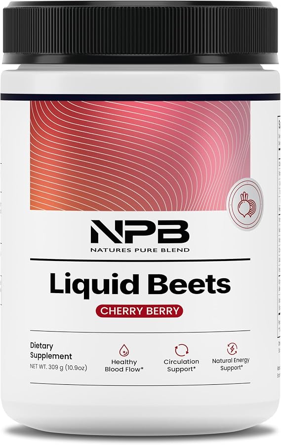 Nature's Pure Blend Organic Beet Root Powder Nitric Oxide Booster L-Arginine Liquid Beets for Blood Flow Circulation & Energy Pre-Workout Endurance Support 8,000 MG