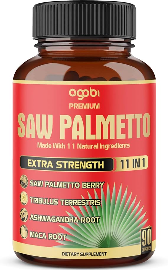 Premium Saw Palmetto Capsules - Combined with Ashwagandha, Turmeric, Tribulus, Maca, Green Tea, Ginger, Holy Basil & More - 90 Capsules 3-Month Supply