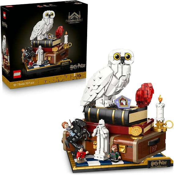 LEGO Harry Potter Felsefe Taşı – Koleksiyoncu Versiyonu 76466 | Yetişkinler için Hedwig Figürü ile Harry Potter ve Ron Minifigürleri İçeren Model Yapım Seti, Hediye Fikri (1571 Parça)