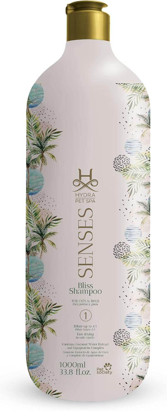Hydra Senses Bliss Shampoo for Dogs and Cats, Coconut Water Pet Shampoo, Pet Moisturizing Shampoo for All Breeds, Repairs Coat Damage