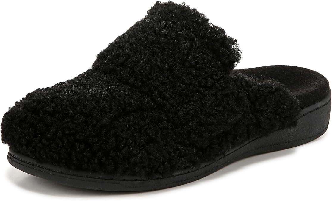 Vionic Womens Gemma Mule Slipper - Comfortable Spa House Slippers that Include Three-Zone Comfort with Orthotic Insole Arch Support, Soft House Shoes for Ladies