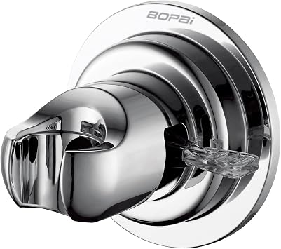 BOPai Suction Cup Shower Head Holder for Handheld Shower No Drill, For Smooth Surfaces Only, Vertical Mount Only, Chrome