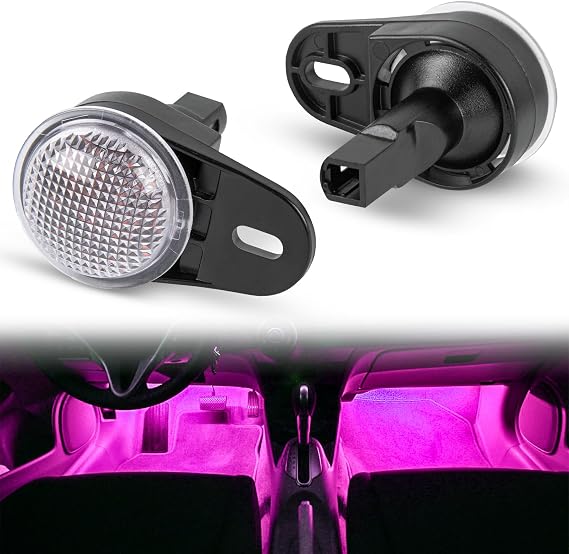 POPMOTORZ Pink Purple LED Interior Courtesy Light Footwell Lights Under Dashboard Courtesy Floor Lamp for Dodge RAM,Durango,Nitro, Jeep Wrangler,Liberty,Grand Cherokee Under Dash Lighting 2 Pcs